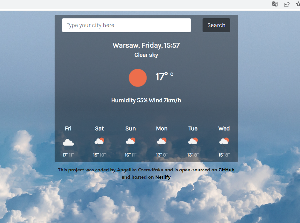 weather project screenshot